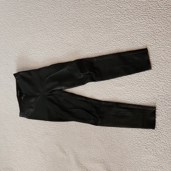 J Brand Pants - J Brand Lamb leather liquid cropped pull on raw hem leggings